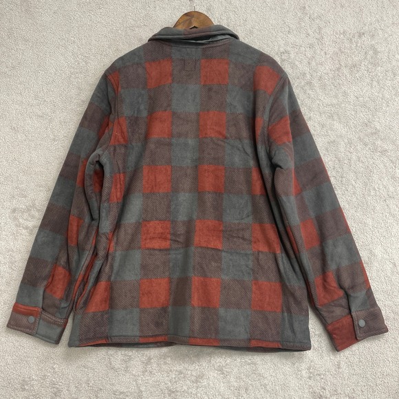 NEW Voyager Men's XL Plaid Fleece Lined Full Zip Jacket Shirt Red Grey - Picture 4 of 10